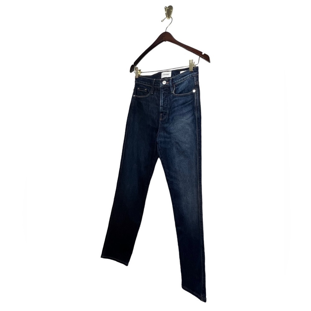 FRAME Blue Le Sylvie Slender Indigo Combo Straight Jean 25 - Picture 6 of 12